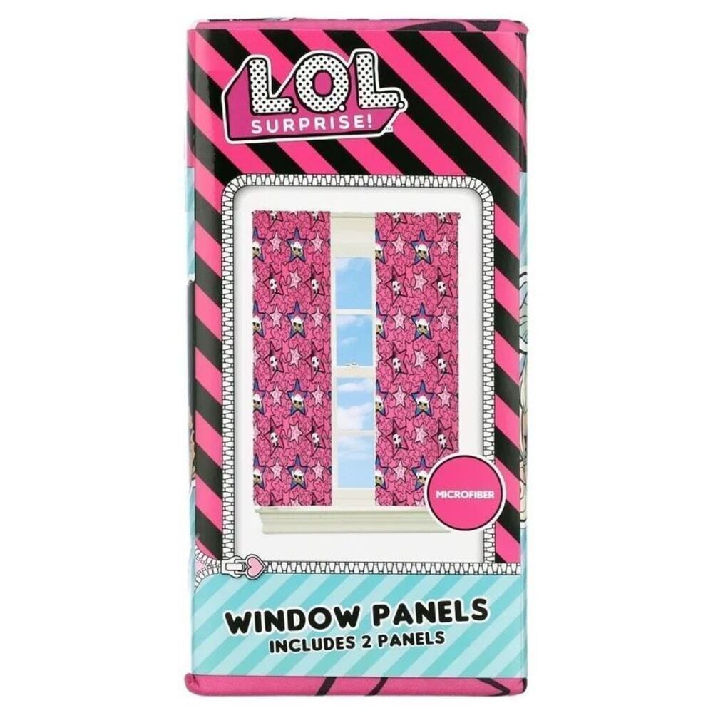 L.O.L. Surprise! Kids 2 Piece Light Filtering Bedroom Curtain Set, 63" Length, P